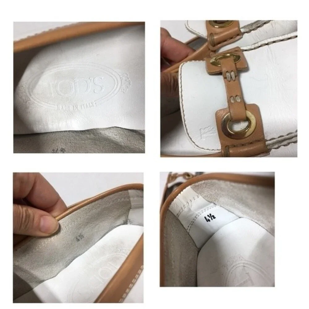Tod’s White and Tan Leather Moccasins 4.5